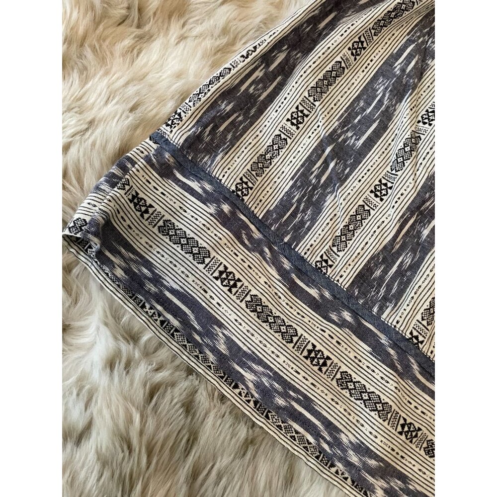 Anthropologie Vintage-Inspired Y2K Navy & Ivory Boho Tribal Print Dress Halter N - Picture 5 of 16